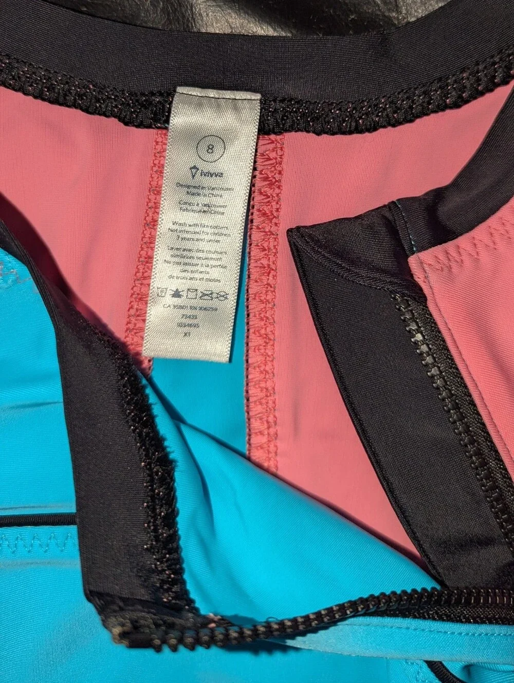 Ivivva Rashguard Pink Blue Black Colorblock Long sleeve Girl's Size 8